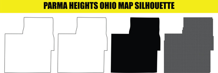 Parma heights ohio map silhouette black contour line halftone pattern dotted geographic shape. © Md Asif Shahnaoaz