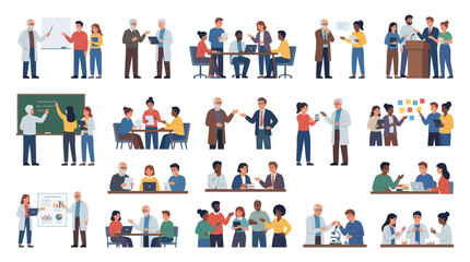 Fototapeta premium Flat Style Education and Science Characters in Flat Design