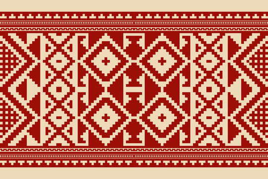 Aztec pixel art seamless pattern with stepped diamond ornament