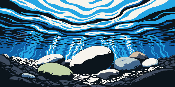 Shallow water with rocks and sunlight reflecting on the surface water flow ripple effect water body water feature water reflection sunlight reflection transparency illumination submerged