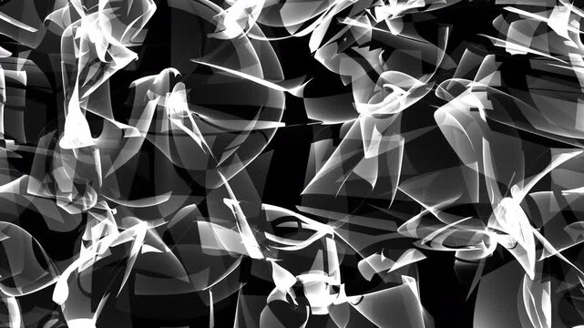 Black and white abstract loopable animation background with simplicity distorted multi-layered effect and elements. 4K stock video