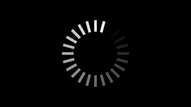 Animated circular loading mark with black background and white color loading icon animation.