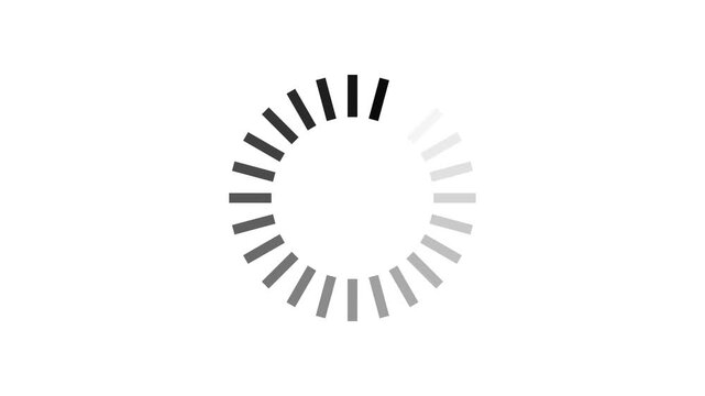 Animated circular loading mark with white background and black color loading icon animation.