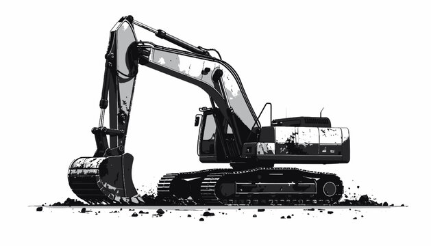 Heavy duty excavator machine digging earth.