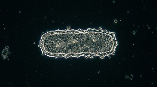 Microscopic view of a bacterium with wavy outer membrane