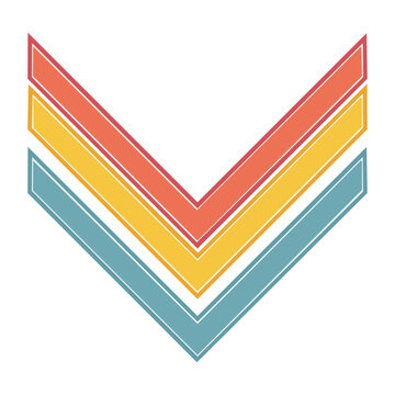 Chevron arrow graphic with three colored stripes