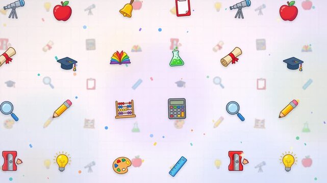 Education and school icons floating with graduation cap book pencil and science symbols
