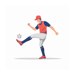 Fototapeta premium Baseball player kicking a ball in flat design style