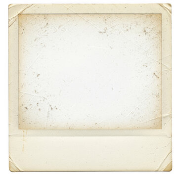 Old vintage polaroid photo frame with grunge texture isolated on transparent background