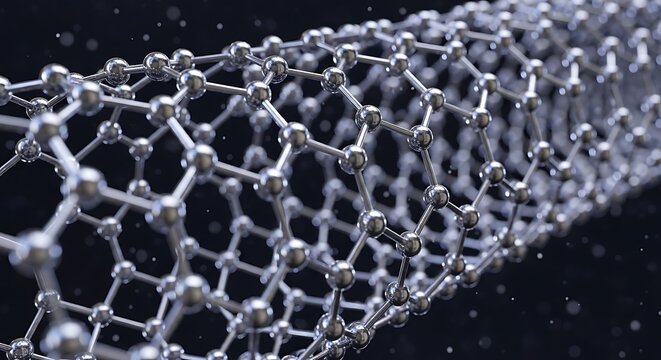 A detailed view of a carbon nanotube's molecular structure