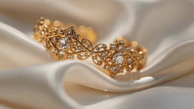 Elegant gold bangles shimmering under soft light showcasing intricate jewelry design and luxury fashion accessories