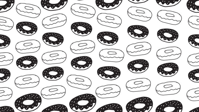 Donut pattern background. Flat illustration of Donut seamless pattern. Food Pattern theme. Food pattern seamless. 	
