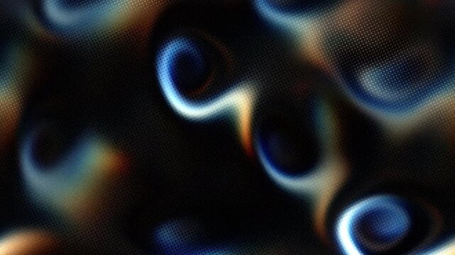 Half tone abstract loopable animation background with noise grainy surface and motion multi colored spotted elements. 4K stock video