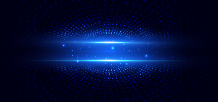 Abstract blue technology background with glowing digital wave lines