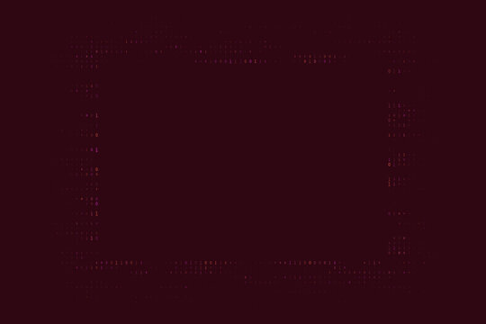 Dark Maroon Background with Glowing Binary Code Border for Cyber Security and Digital Technology Concepts