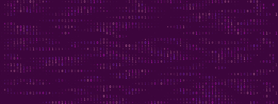 Abstract Purple Binary Code Background Digital Data Stream Pattern for Technology and Cybersecurity Concepts
