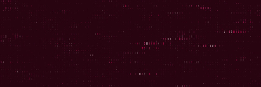 Abstract Binary Code Background with Glowing Red Digital Data Stream for Cyber Security and Technology Concepts