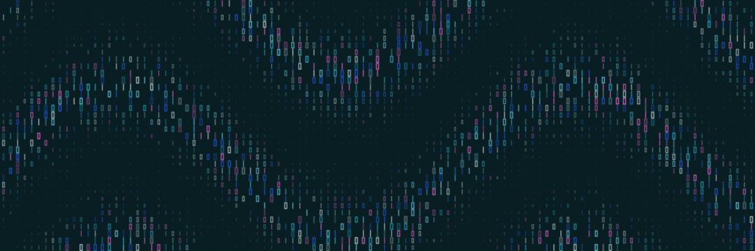 Abstract Digital Wave Background with Colorful Data Code Patterns for Technology and Big Data Visualization Concepts