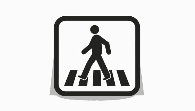 Black pedestrian crossing sign icon.