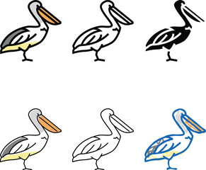 Obraz premium multistyle pelican wild bird color icon vector. pelican wild bird sign. isolated symbol