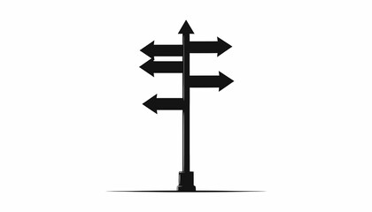 Black Directional Sign Post with Arrows. © Undangan