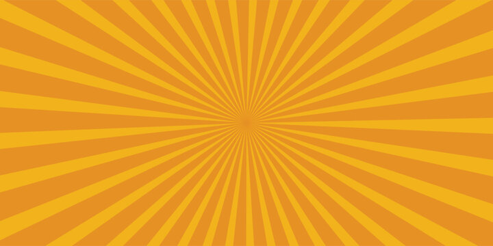Abstract orange comic background. Art pop cartoon backdrop. Halftone effect pattern. Fun anime texture. Starburst manga style bg. Mark popart radial gradient. Spiral, swirl, comic rays.