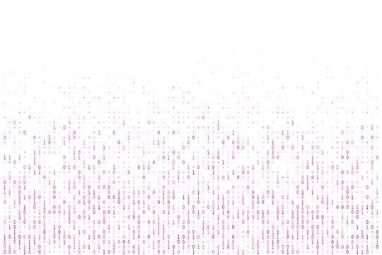 Abstract Binary Code Background with Pink Digital Data Stream for Technology and Cybersecurity Concepts