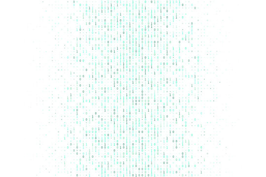 Abstract Binary Code Background with Teal Digital Data Stream for Technology and Cybersecurity Concepts