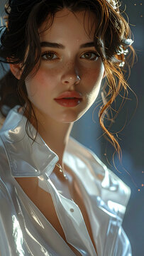 Mulher jovem, retrato, pele clara