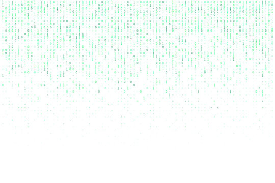 Digital Binary Code Rain Background with Falling Green Matrix Numbers for Cyber Security and Data Technology Concepts