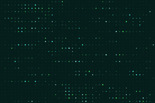 Abstract Digital Network Background with Glowing Green Data Nodes and Connected Technology Grid Pattern