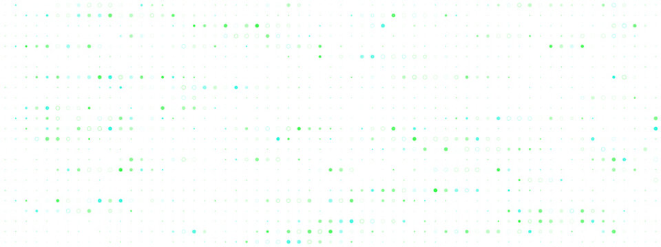Abstract Digital Dot Pattern Background with Green and Teal Geometric Pixels for Modern Technology Design