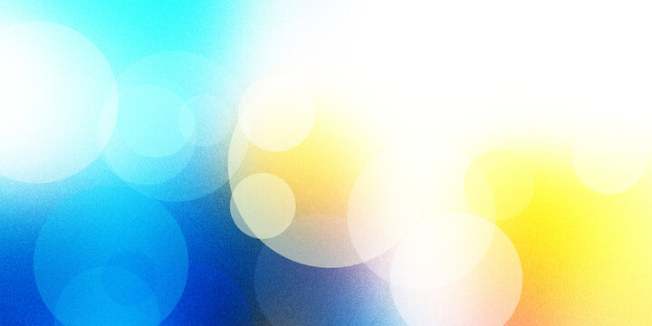 Abstract background featuring glowing circular bokeh light patterns on vibrant blue and yellow gradient surface with grainy texture.