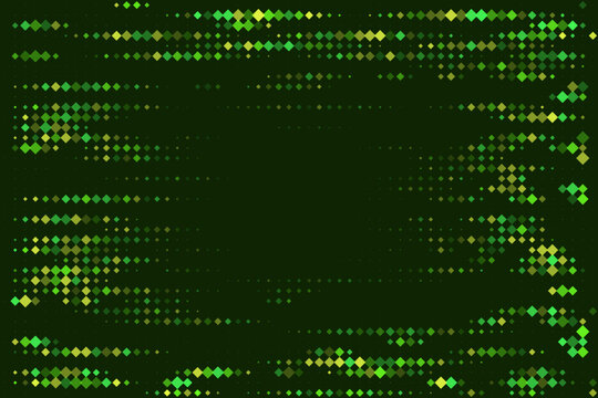 Abstract Digital Matrix Background with Green Pixelated Diamond Pattern for Technology and Data Visualization Design