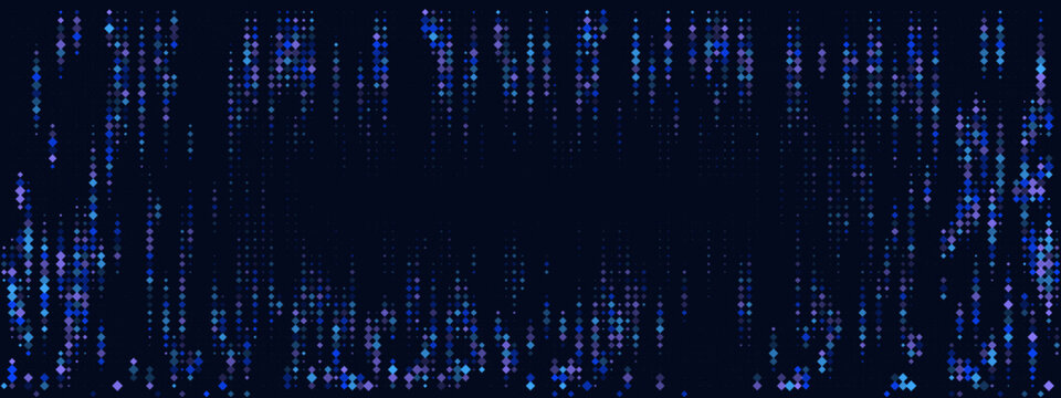 Abstract Digital Data Rain Background with Glowing Blue Particles and Tech Network Connections for Cyber Security