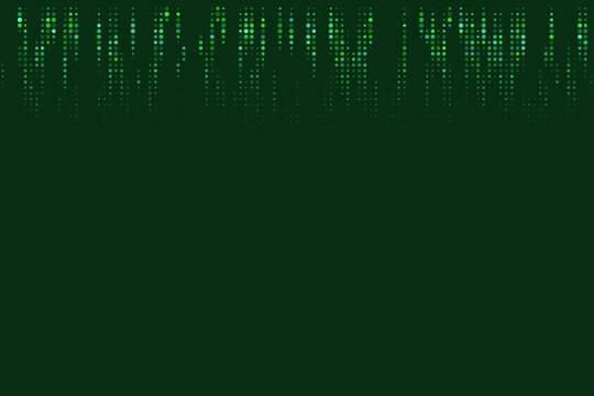 Digital Matrix Rain Background with Green Falling Data Code Particles for Cyber Security and Technology Concepts