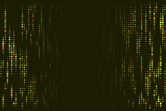 Abstract Digital Data Matrix Background with Vertical Columns of Glowing Green and Yellow Dots for Technology Concepts
