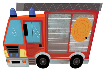cartoon scene with firetruck fire brigade car heavy duty truck isolated illustration for children © honeyflavour