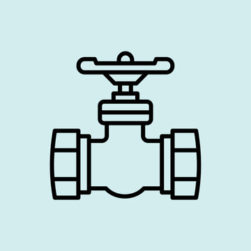Industrial pipe gate valve line icon for fluid control system.