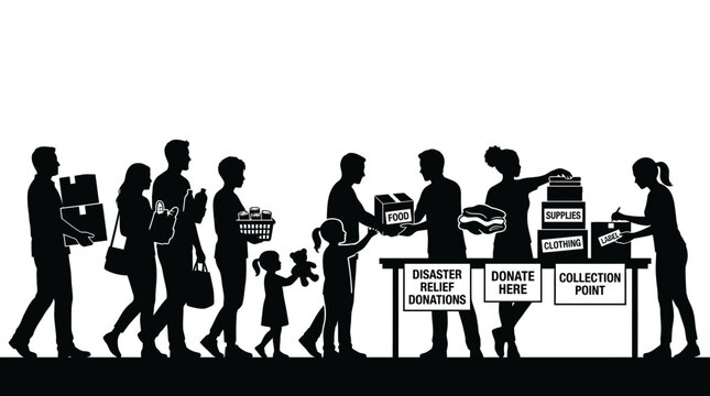 People line donating food bank.