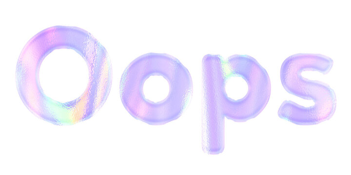 Holographic oops text png word feminine sticker