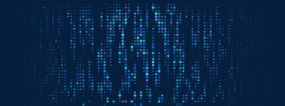 Abstract Digital Data Stream Background with Vertical Blue and Purple Dot Patterns for Technology Concepts