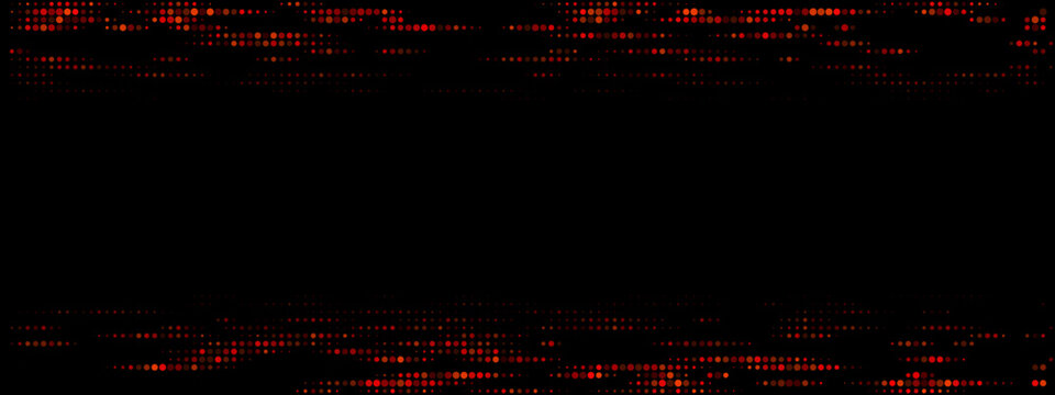 Abstract Red Digital Halftone Background with Glowing Pixel Dots for Technology and Cyber Security Concepts