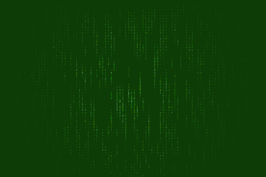 Green Binary Code Digital Background Representing Cyber Security Data Stream and Programming Technology Concept