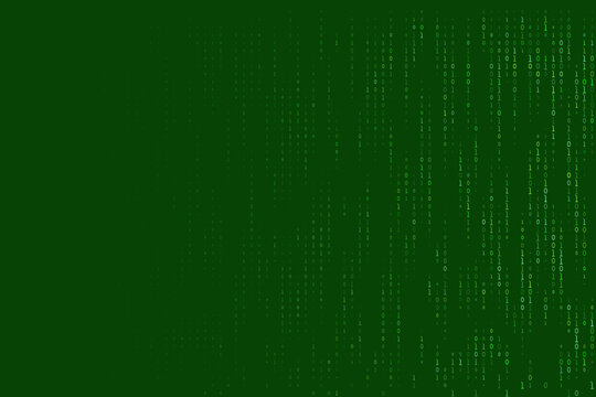 Green Binary Code Digital Background Matrix Style Data Stream Concept for Cybersecurity and Programming Technology Projects