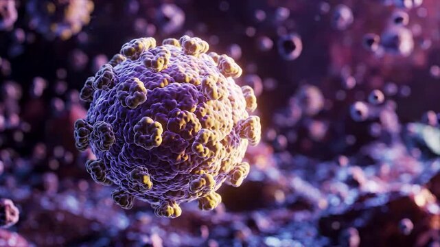 Microscopic Virus Particles with Spikes Moving in a Fluid Environment Scientific Animation
