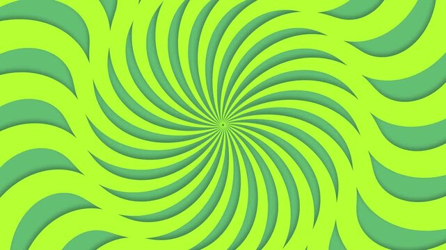 Abstract green and lime green rotating spiral looping motion background video in seamless animation, Abstract green lime spiral rotation looping background