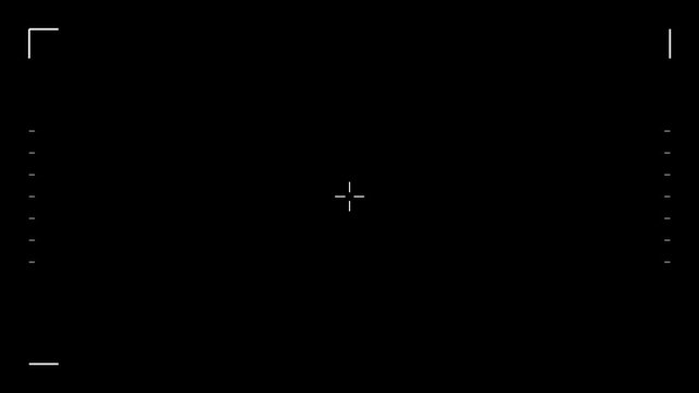 White Viewfinder Camera HUD Border Frame Brackets Overlay Black Background Seamless Loop 4K