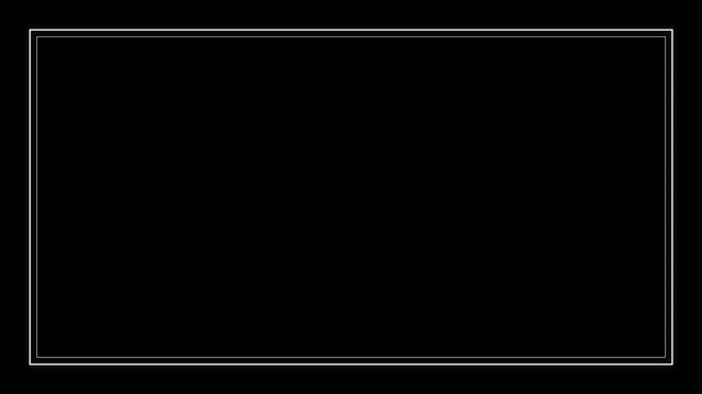 White Double Line Border Frame Static Overlay Black Background Seamless Loop 4K