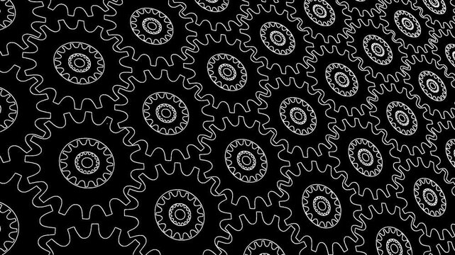 Black background with white gear pattern illustration